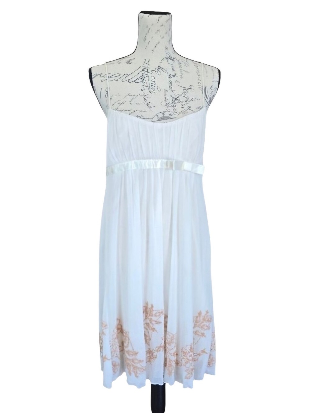 Love Tease White Midi Chiffon Beaded Dress L